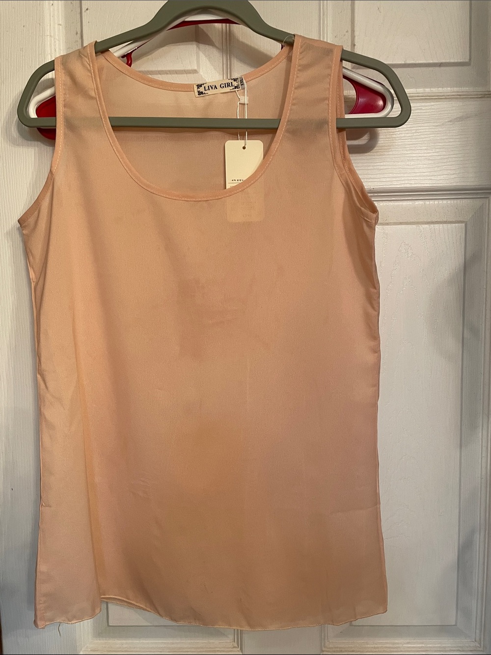 Liva Girl Peach Satin Sleeveless Chemise